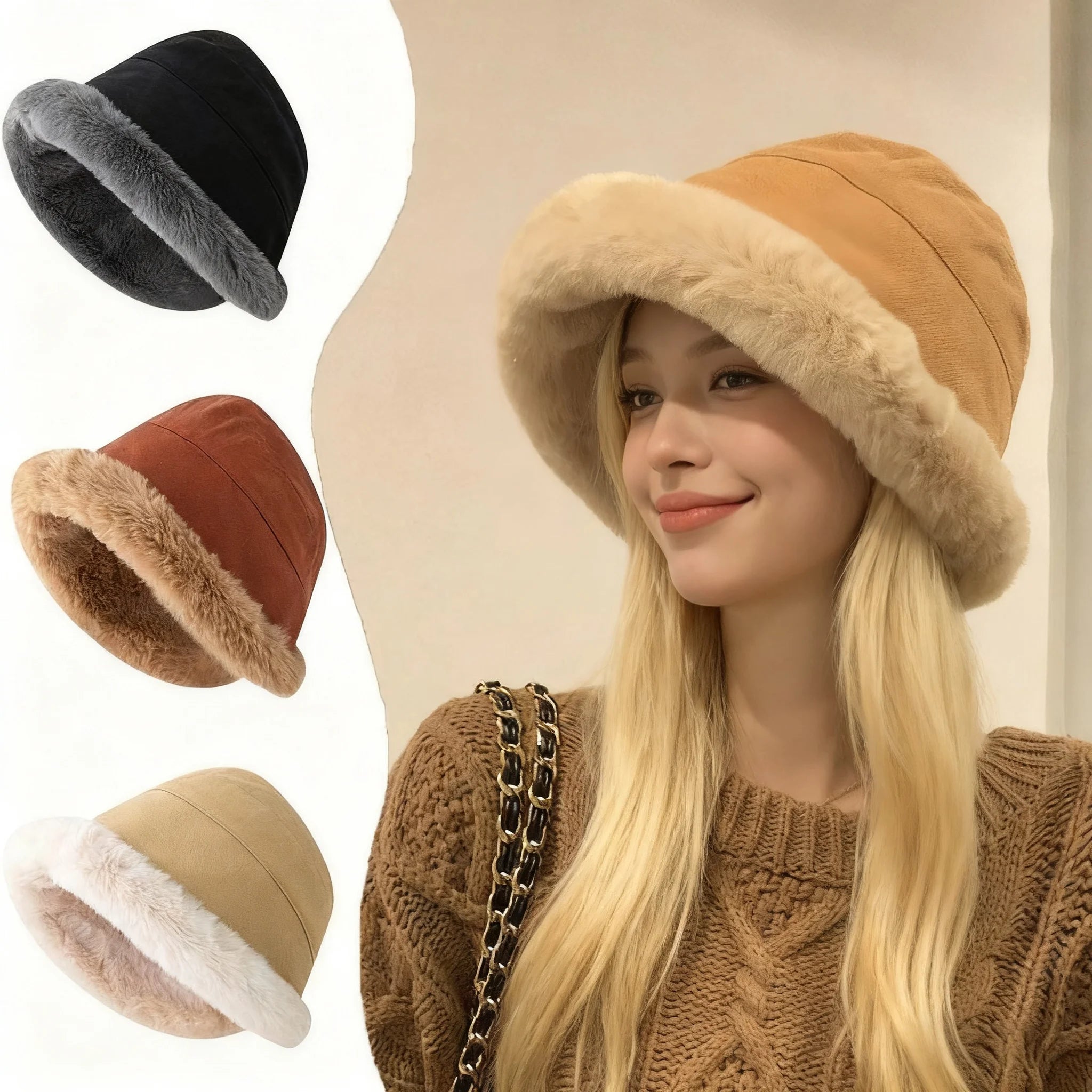 Women's winter outdoor fleece-lined warm hat, a fashionable winter accessory, Christmas and New Year gift, suitable for winter
