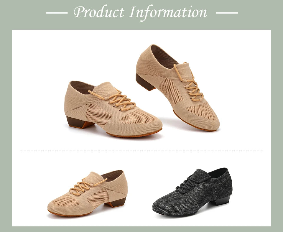 Women Dance Shoes Knitted Teacher Shoes Soft sole Low Heel Latin Training Shoes Ballet Dance Shoes Jazz Ballroom Sneakers Girls
