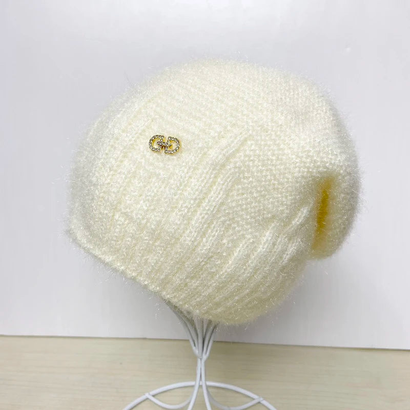 Winter Hats for Women Warm Thick Beanies Girls Outdoor Headwear Knitted Skulls Elastic New Striped Diamond Female Casual Hats