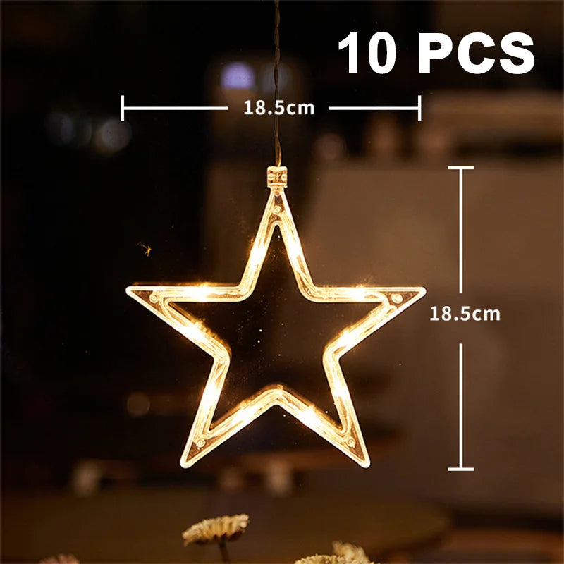 Christmas LED Light Snowflake Santa Hanging Sucker Lamp Window Ornaments Decoration for Home Xmas Navidad 2023 New Year Decor