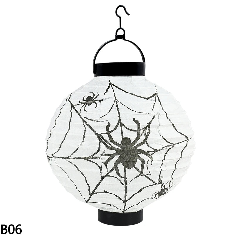 Halloween LED Pumpkin Paper Lantern Spider Skull Bat Lantern Printing Hanging Lantern Festival Party Home Garden Outdoor Decor