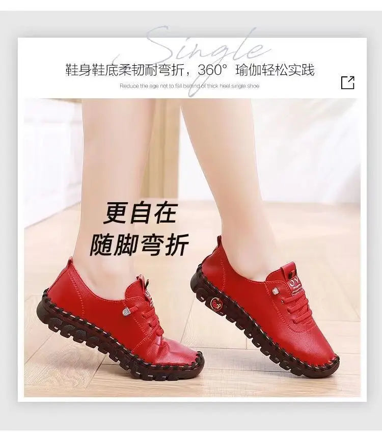 Spring Shockproof Orthopedic Shoes For Women Autumn Lace Up Flats Women's Loafers Ladies Comfort Moccasins Female Driver Shoes