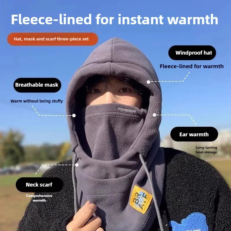 Winter Thermal Neck Warmer Outdoor Fleece Balaclava Scarf Skiing Face Mask Snood Hood Hat Windproof Keep Warm Cycling Cap