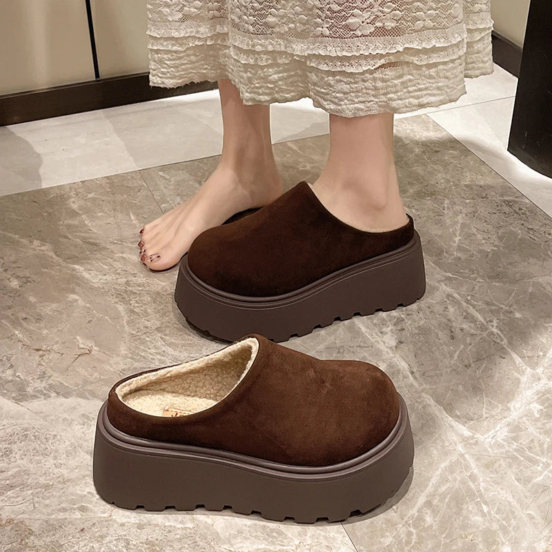 Shoes Woman 2025 House Slippers Platform Pantofle Cover Toe Winter Footwear New Slides Female Shoes Womens Slippers Outdoor Plat