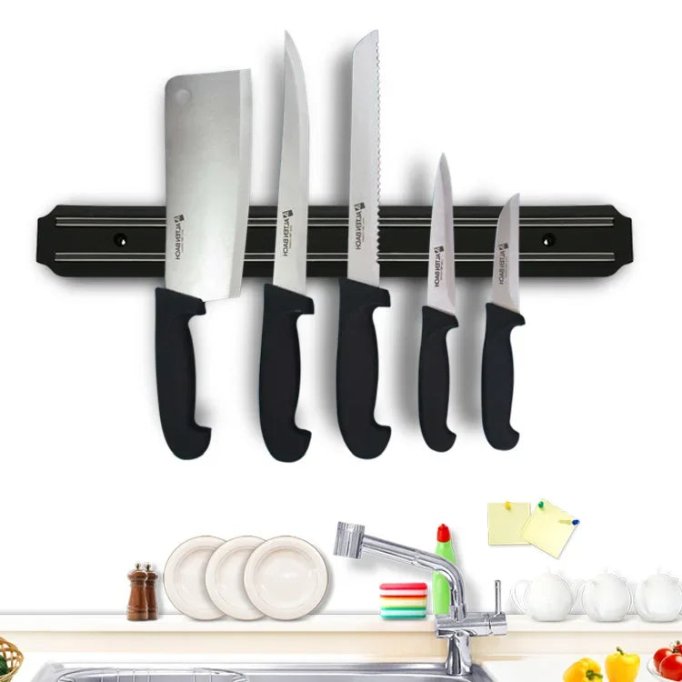 Kitchen Wall Mounted Magnetic Knife Holder Hardware Tools Absorbent Simple Multifunctional Shelf Plastic Stripe Kitchen Tools