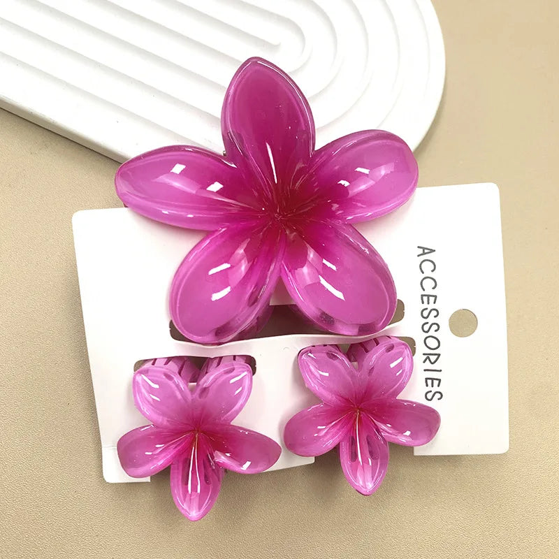 3Pcs/Set Sweet Flower Colroful Gradient Hair Claws Ponytail Cip Clamp Barrettes Hairpins For Women Girl Beach Hair Accessories