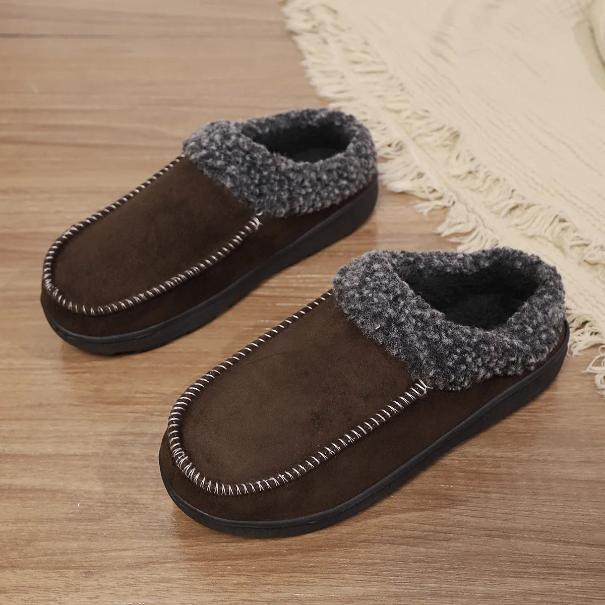 Slippers Men Winter Plush Warm Thick Sole Indoor Non-slip Women Couples Home Shoes Casual Platform Ankle Boots Loafers