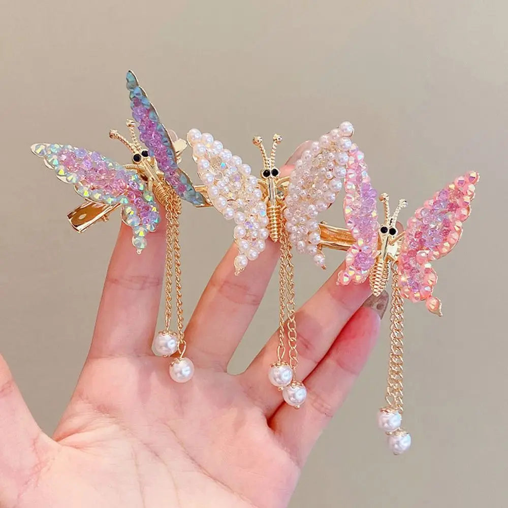Hair Accessories For Women Hair Styling Tassel Butterfly Hairpin Headwear Shiny Hair Clips Flying Barrette Hair Clip
