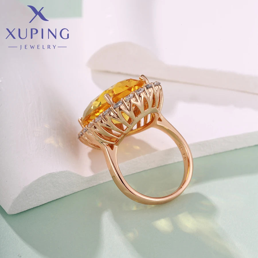 Xuping Jewelry Store Charm Jewellery Copper Alloy Big Stone Women Ring with Gold Color for Party Gift X000440174