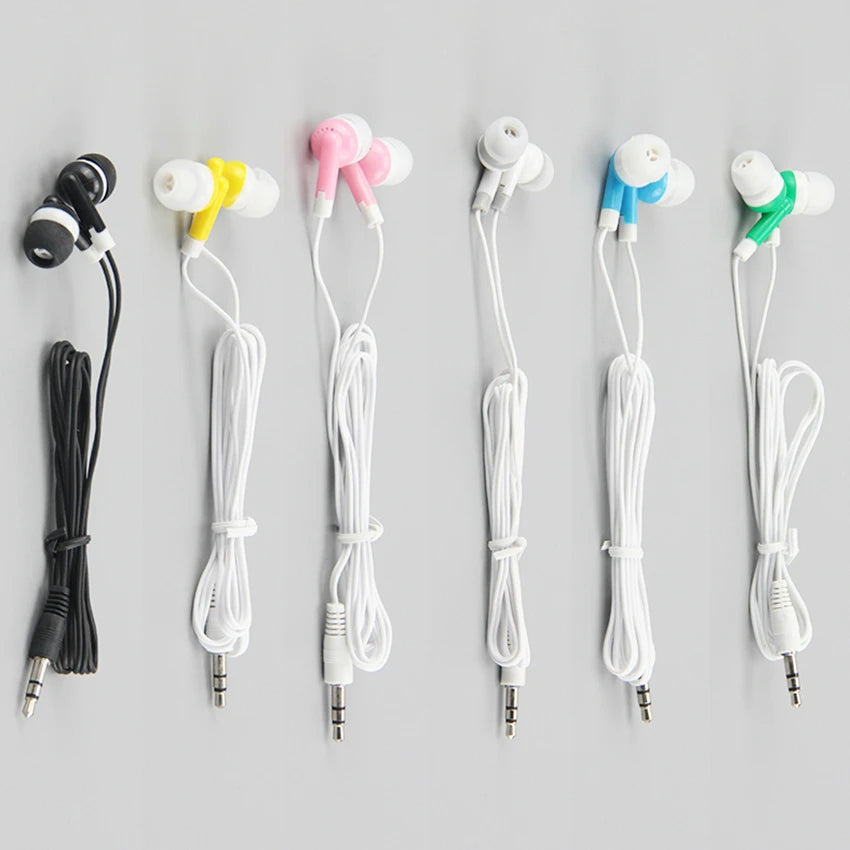 500pcs/lot Low-cost Cheapest Disposable Earphones Headphone for Bus Train Plane One Time Use For Museum Library Company Gift