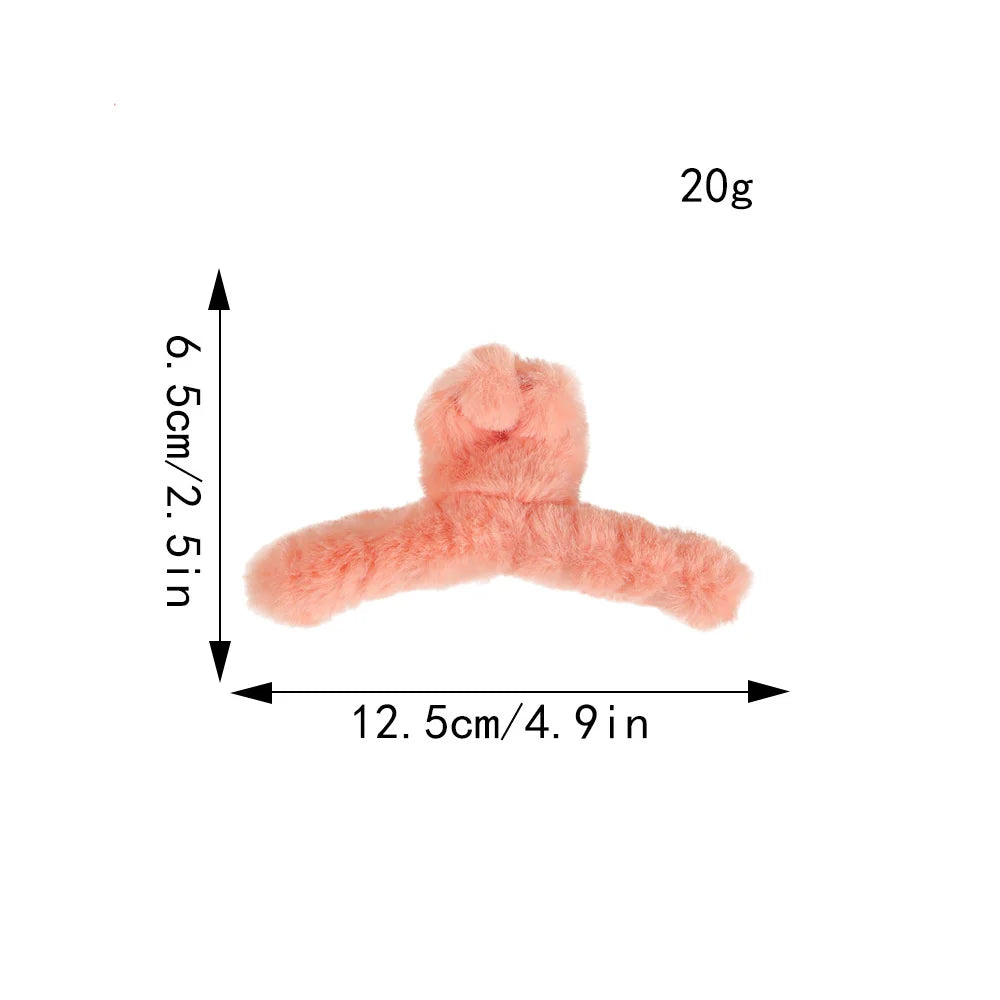Winter Plush Hair Claw Elegant Acrylic Hairpins Faux Fur Hair Clip Barrette Crab Headwear for Women Girls Hair Accessories