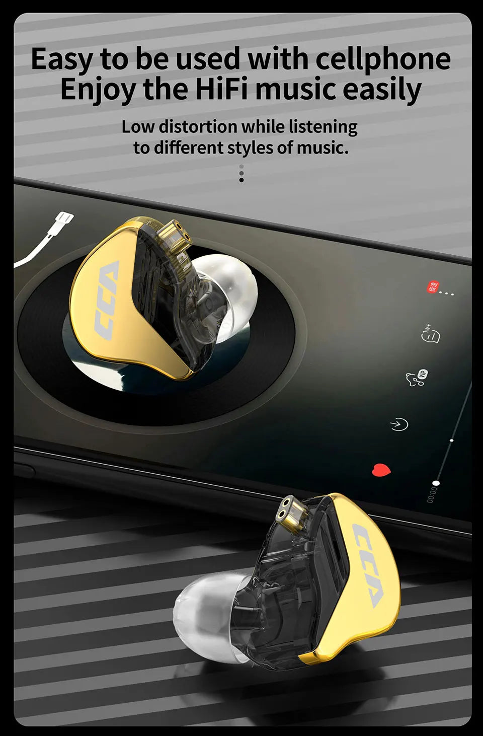 CCA CRA+ Metal Headset In Ear Monitor Phone Bass Wired Earphone With Microphone Sport Game HiFi Noice Cancelling Headphones