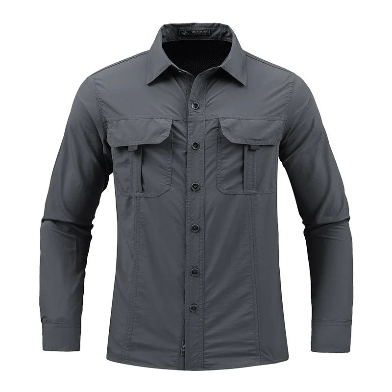 2023 Spring Shirts Men Long Sleeve Casual 100% Cotton High Quality Camisa Military Shirts Fashion Brand Clothing Black Blouse