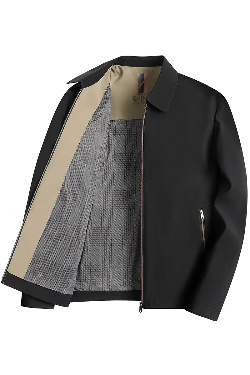 Men's Jacket Coat High Quality Outwear Casual Waterproof Jackets Spring Autumn Solid Color Stand Up Collar Business Casual Top