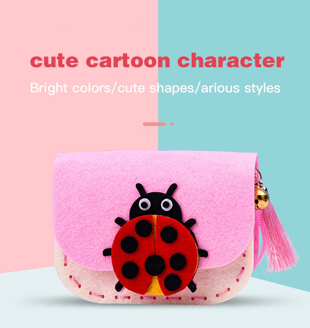 Kid's Handmade DIY Toys Cute Cartoon Animals Cloth BagShape Craft Kits Non-woven Weaving Montessori Aids Early Education