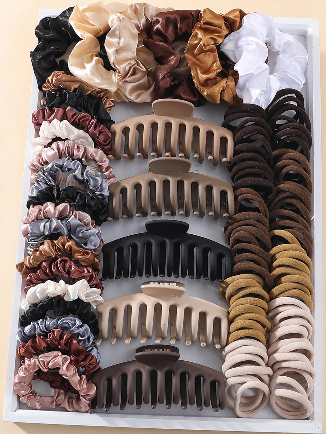 1 Set Hair Accessories for Woman Set Seamless Ponytail Holders Variety Hair Clips Hair Scrunchies HairBands Scrunchy Hair Ties F