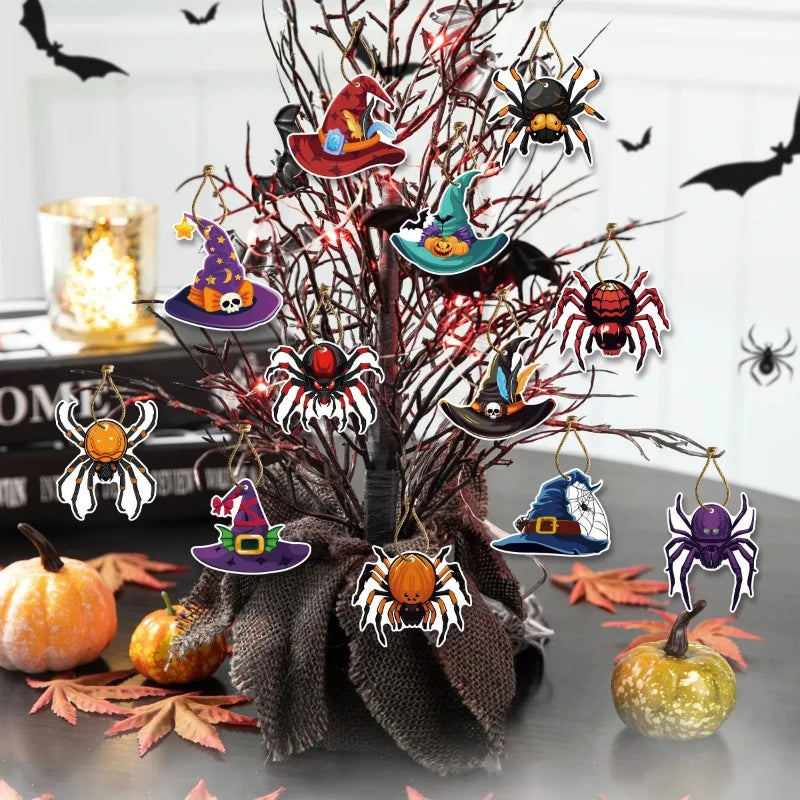 Halloween Theme Party Hanging Decor Pendants Cartoon Pumpkin Ghost Skull Bat Haunted House Pattern Hangings