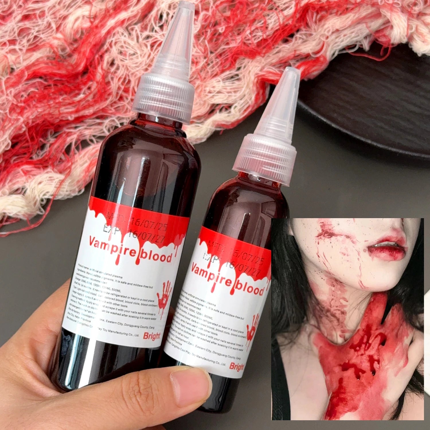 Halloween Fake Makeup Blood DIY Cosplay Prank Emulation Props Person Plasma Horror Festival Party Decorations 30/60/100/200ML