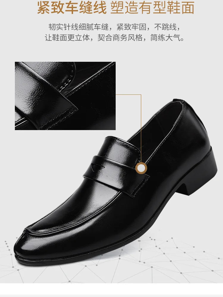Men's Shoes Loafers Dress Man British Casual Single Leather Small Square Toe Mens Genuine Shoe Formal Black Elegant Good Quality