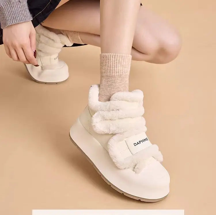 Shoes Woman 2025 Casual Female Sneakers Clogs Platform Autumn Shallow Mouth Round Toe British Style Loafers Fur New Creepers Fal