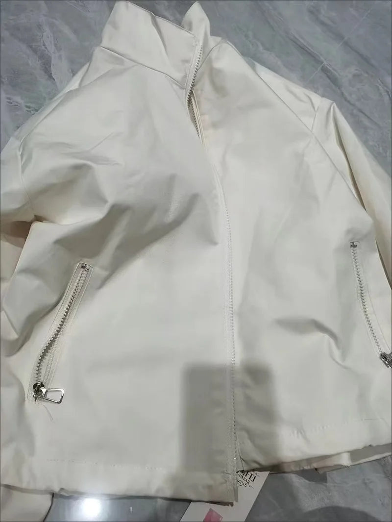 Women Short Jacket Spring Autumn New Casual Femme Windbreaker Stand Collar Tooling Jacket Basic Zipper Coat Tops Gabardina Mujer