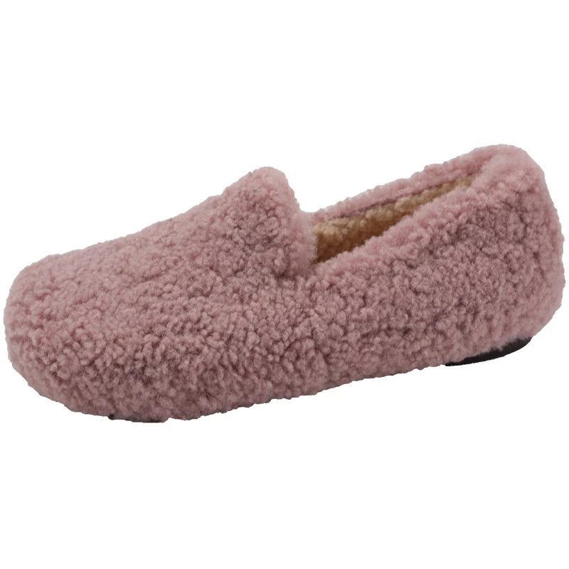 Flat Shoes Fashion Round Toe Deep Mouth Suede Soft Sole Anti-slip Wear-resistant Wool Shoes