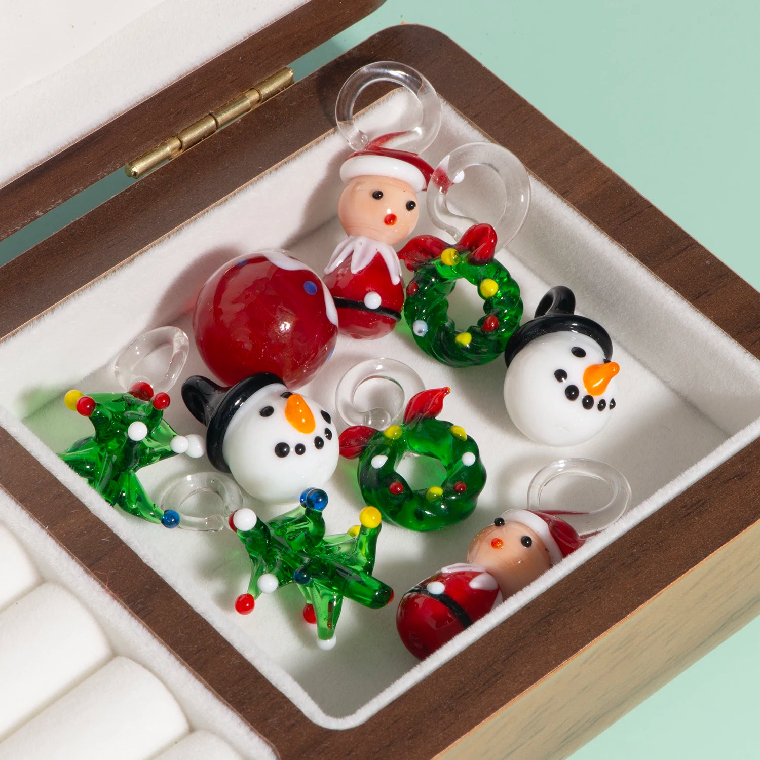 2Pc Christmas Glass Decor Set - Cheerful Santa & Snowman DIY Ornaments for Festive Trees