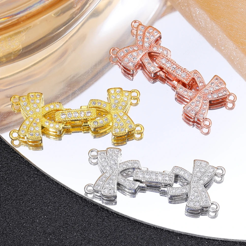 Juya 18K Gold Silver Plated Wedding Decorations Connect Fastener Closure Clasps Accessories For DIY Beads Pearls Jewelry Making