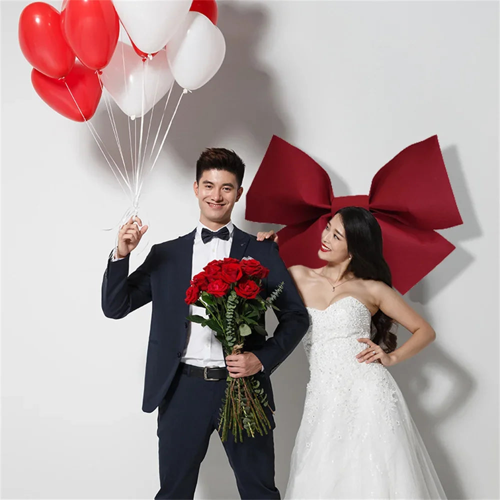 Red Christmas Tree Decoration Big Bow EVA Shop Display Wedding Arch Decor Birthday Party Prop Festivity Occasion DIY Material