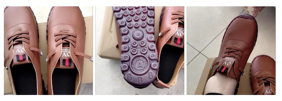 Spring Shockproof Orthopedic Shoes For Women Autumn Lace Up Flats Women's Loafers Ladies Comfort Moccasins Female Driver Shoes
