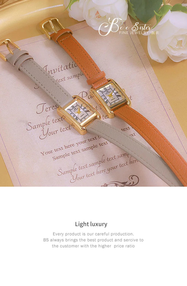 Women Watches 2025 Casual Vintage Leather Watch For Women Fashion Quartz Wristwatches Rose Gold Square Clock Gift For Girlfriend