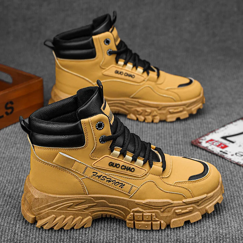 New fashionable and versatile work shoes, men's trendy and versatile thick-soled anti-slip casual boots