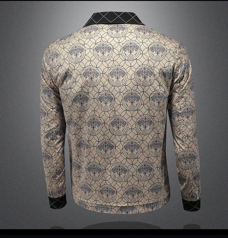 High Quality Printed Jacket for Men Autumn Winter Luxury Casual Business Lapel Jacket Social Streetwear Windbreaker Coat 5XL