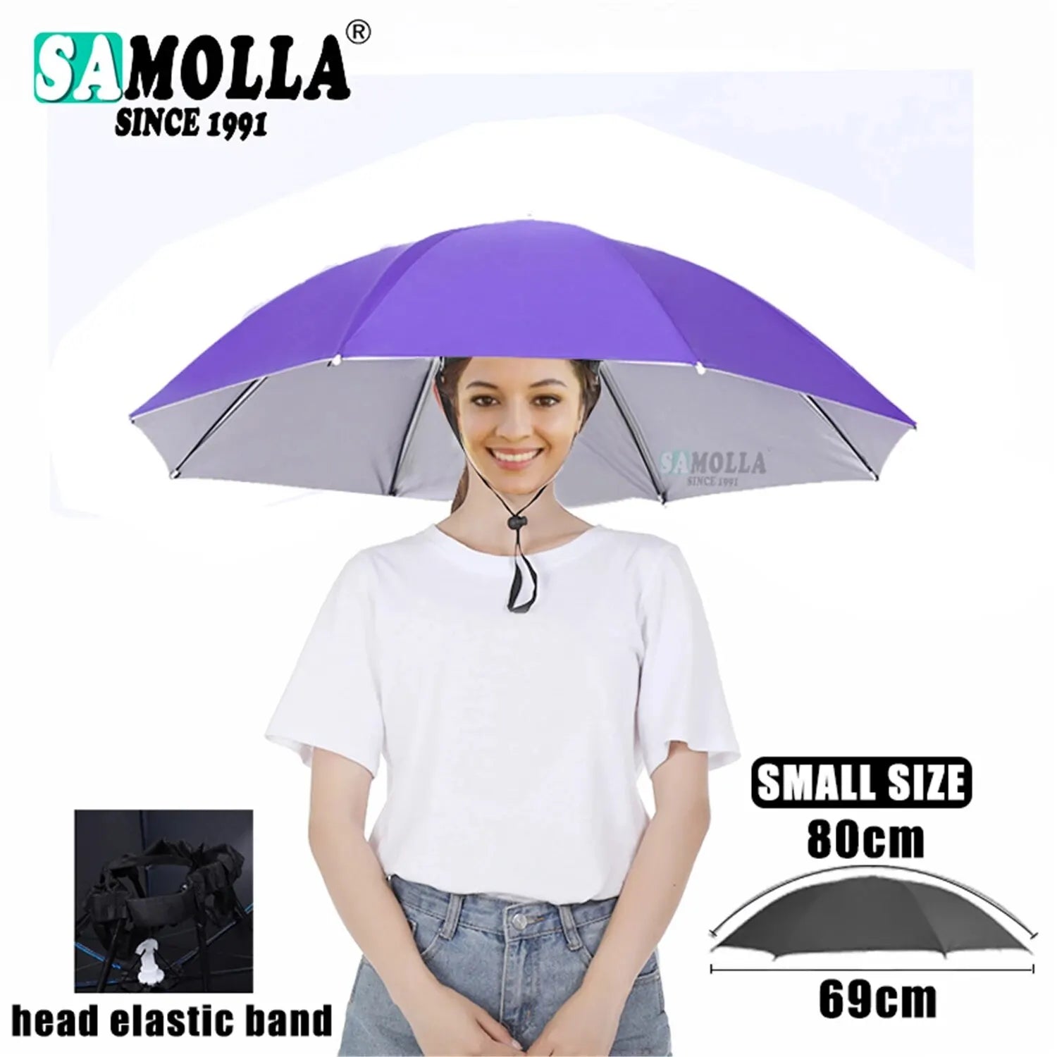 Rain Umbrella Hat Foldable Sun Shade Waterproof Fishing Headwear Cap Beach Head Hats Double-Layer UV Protection Sunscreen