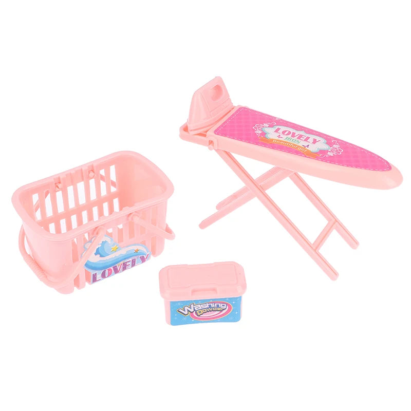 Kid's play house toys Household Washing Kit Iron Laundry tools for 1/6 Doll