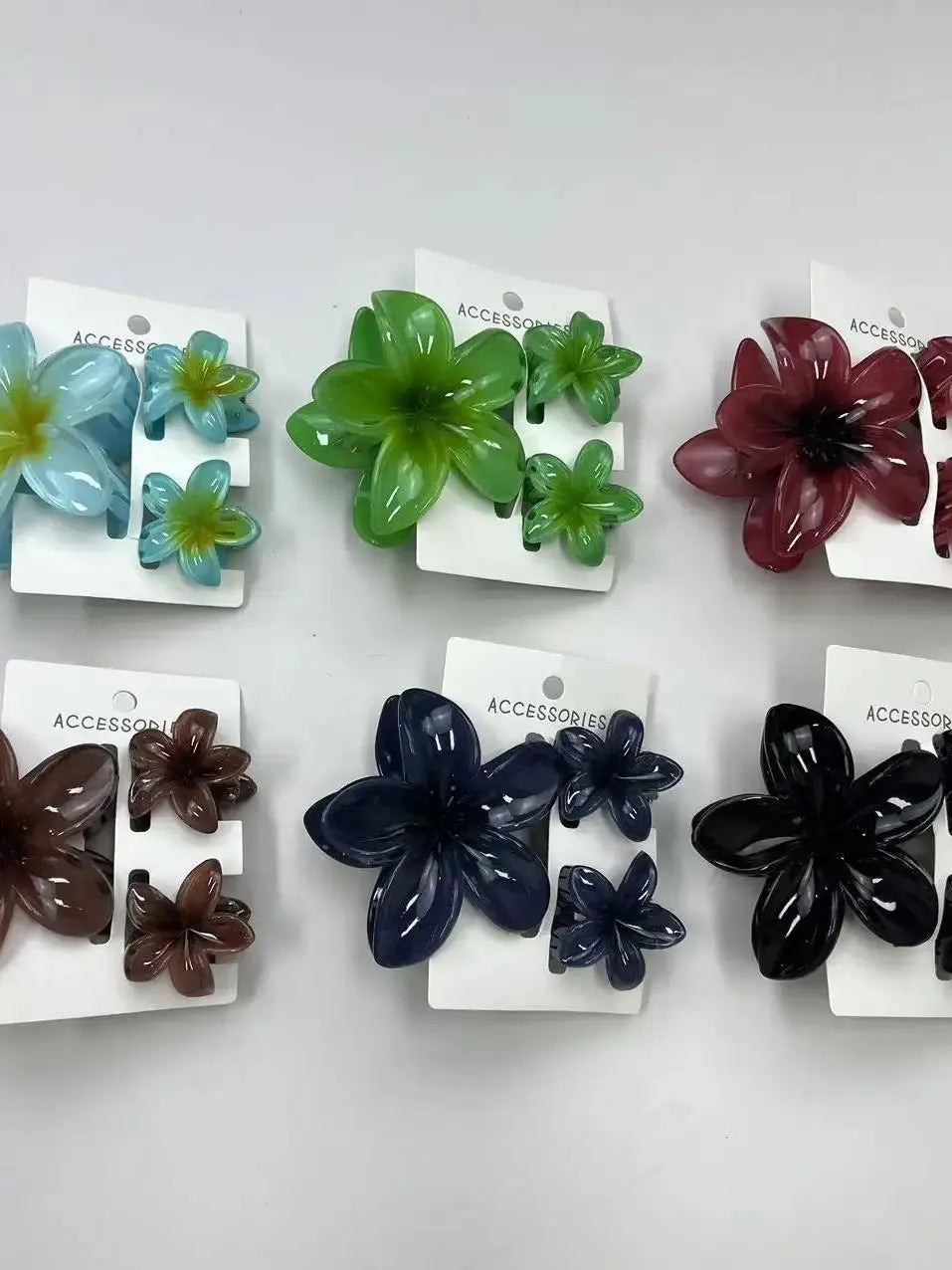 3Pcs/Set Sweet Flower Colroful Gradient Hair Claws Ponytail Cip Clamp Barrettes Hairpins For Women Girl Beach Hair Accessories