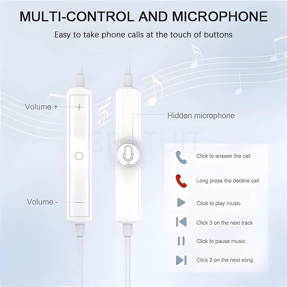 For Xiaomi Headphones Xiaomi Mi 14 13 12 11 in-ear Earphones Redmi Note 10 9 8 7 Type C 3.5mm Wired Headset Phone Accessories