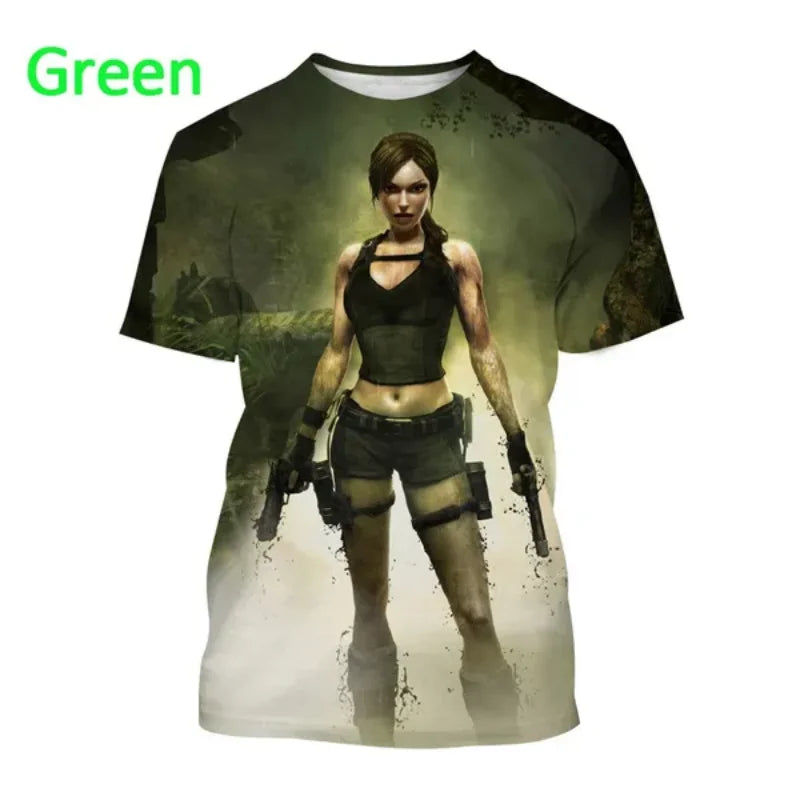 Men T Shirt Classic Video Game Tomb Raider Graphic T-shirt Personality Harajuku Street Oversized T Shirt Unisex Tops Clothing