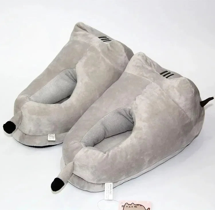 Winter Warm Package Heel Kawaii Slippers Funny Cotton Cute Cat Home Shoes Non-slip Cartoon Couple Student Slippers Domestic