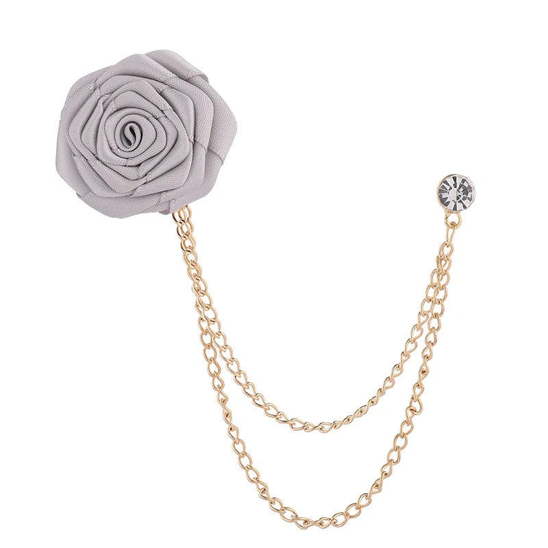 New Men And Women Emcee Pectoral Accessories Suit Accessories Encrypted Rose Brooch Tassel Chain H1305