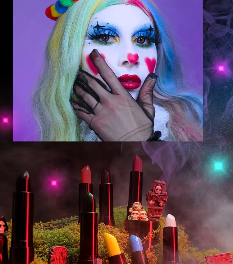 Halloween Matte Lipstick Dark Black Vampire Olive Green Creative Halloween Makeup Face Body Painting