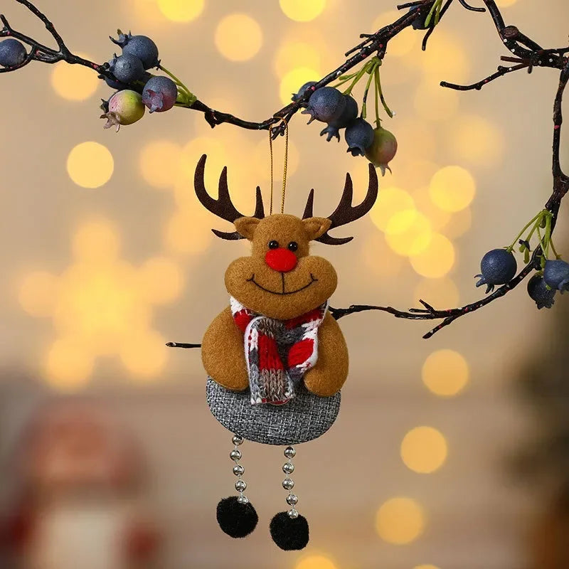 Christmas Hanging Doll Ornaments Cartoon Santa Cluas Snowman Elk Bear Xmas Tree Pendants Noel Natal Merry Christma Decor 2024