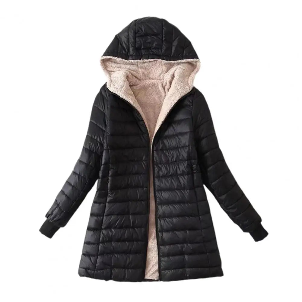 Soft Women Coat Casual Wear Plush Lining S-2XL Autumn Winter Mid-length Jacket  Women Mid-length Coat Keep Warm