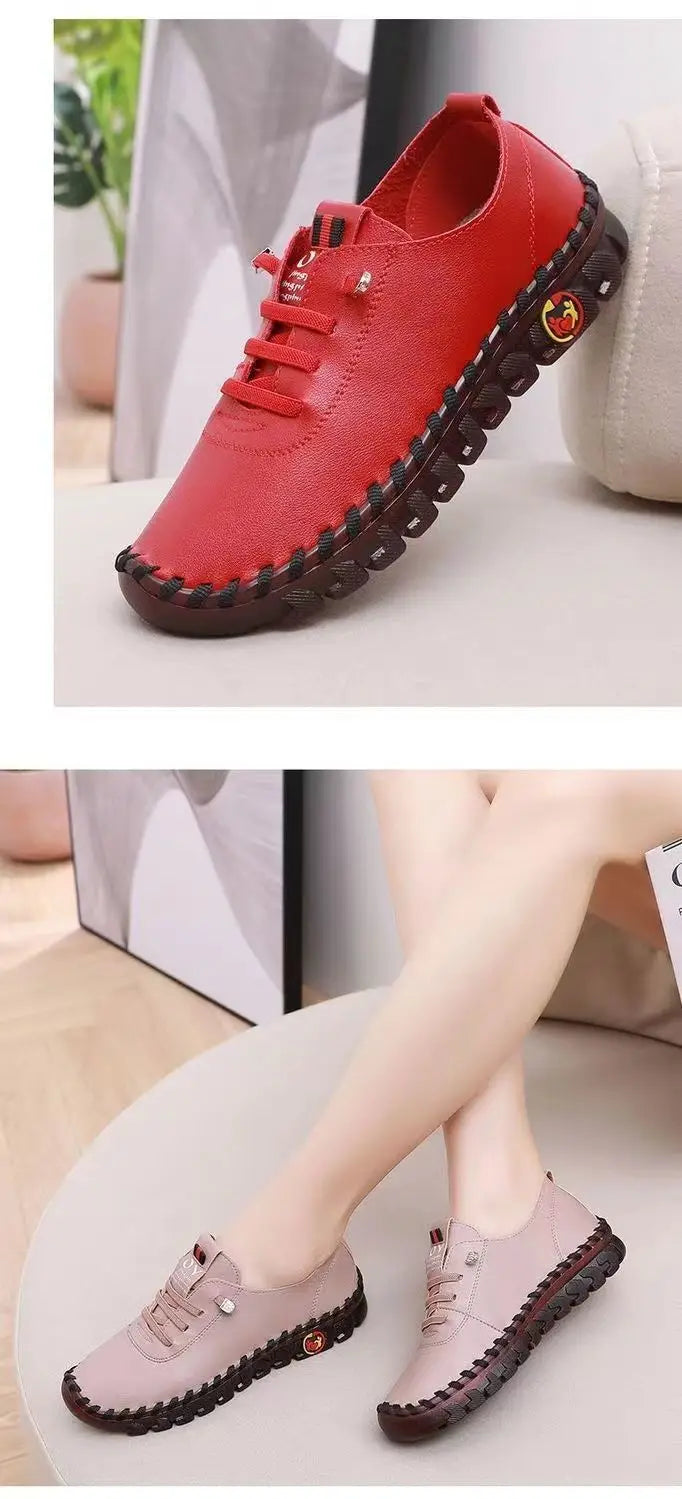 Spring Shockproof Orthopedic Shoes For Women Autumn Lace Up Flats Women's Loafers Ladies Comfort Moccasins Female Driver Shoes