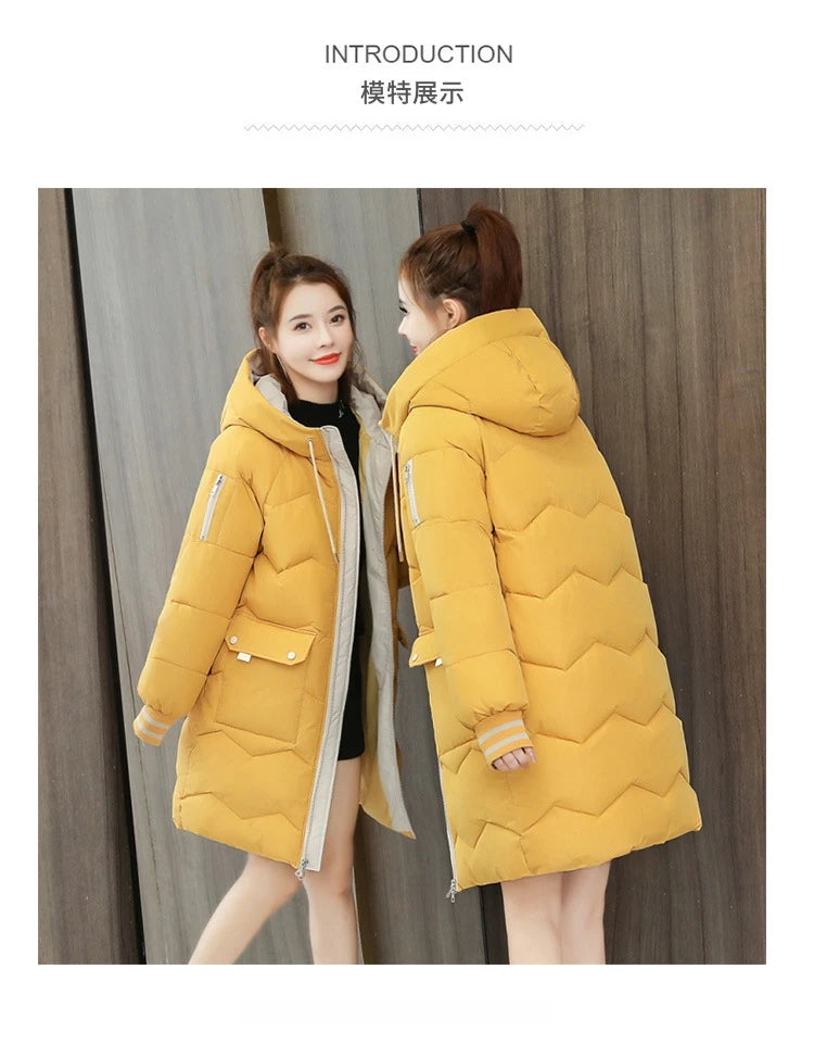 Winter Women Jacket Coats Long Parkas Female Down Cotton Hooded Overcoat Thick Warm Jackets Windproof Casual Student Coat