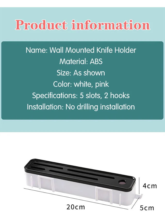 Kitchen Knife Holder Wall Mounted Multifunctional Knife Holder Home Cutlery Wall Mounted Storage Rack Kitchen Cutlery Organizer