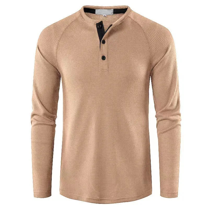 New Men's T-Shirts For Autumn And Winter Solid-Color Long-Sleeved Undershirts For European And American Men Henry Shirts For Men