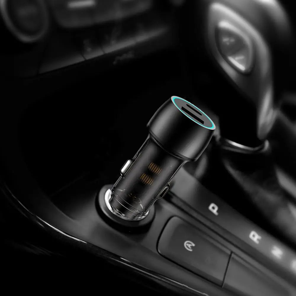 Metal 48w Car Charger Fast 48w Charger Adapter Double Type-C And USB-A Port 48w Cell Phone Car Charger For Cars Trucks Suvs Auto