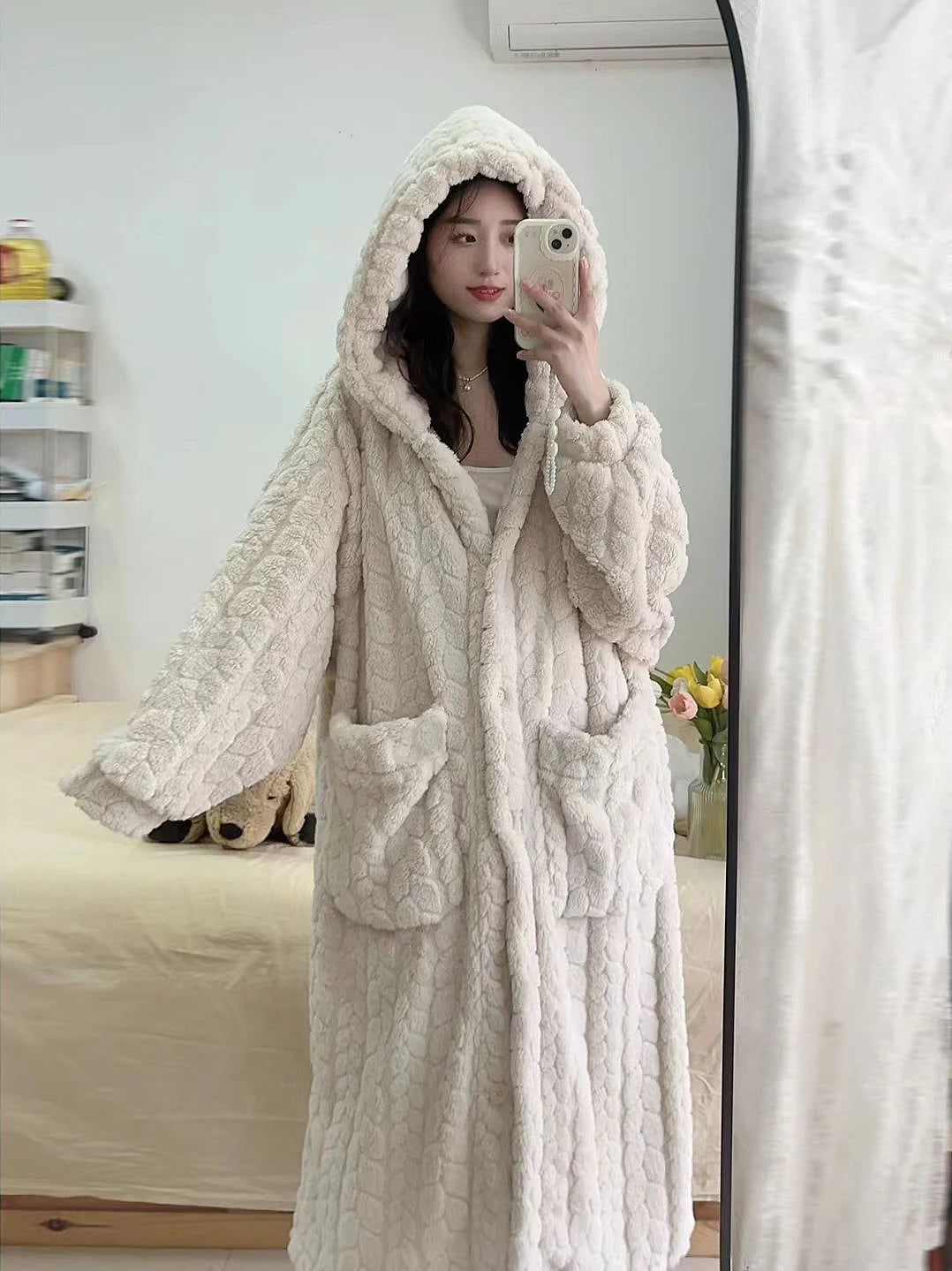 2025 Winter Robe For Women Sweet Elegant Jacquard Fashion Homewear Sleepwear Loungewear Christmas Night Warm Comfy Long Bathrobe
