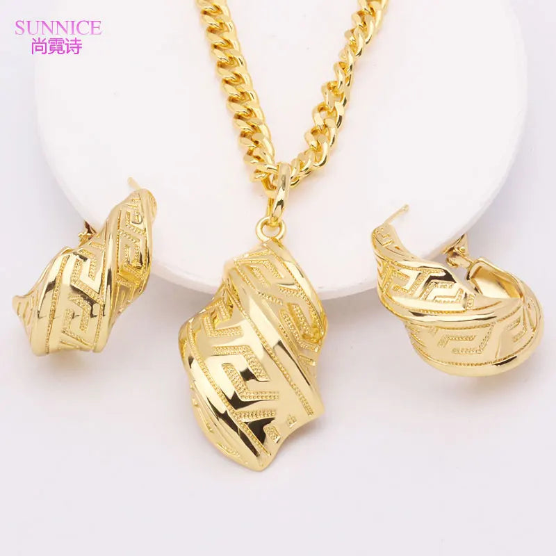Luxury 18k Gold Plated Jewelry Set for Women Wedding Italian Jewellery Sets Bride Necklace and Earrings African Free Shipping